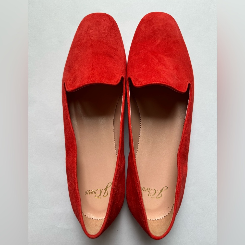 J. Crew suede leather smoking cigar loafer size 9.5, orange/red color, New